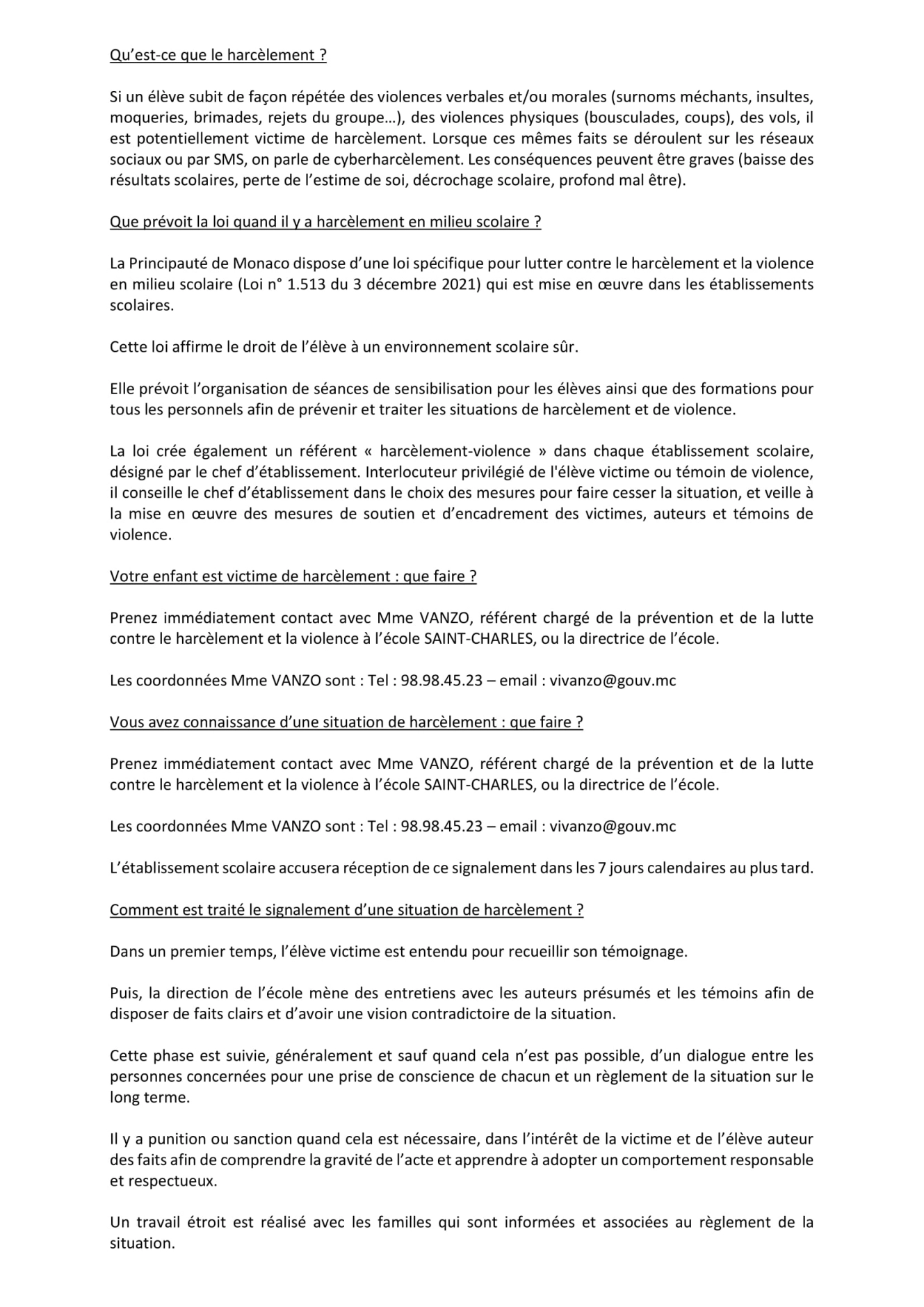 Journée NON AU HARCELEMENT 