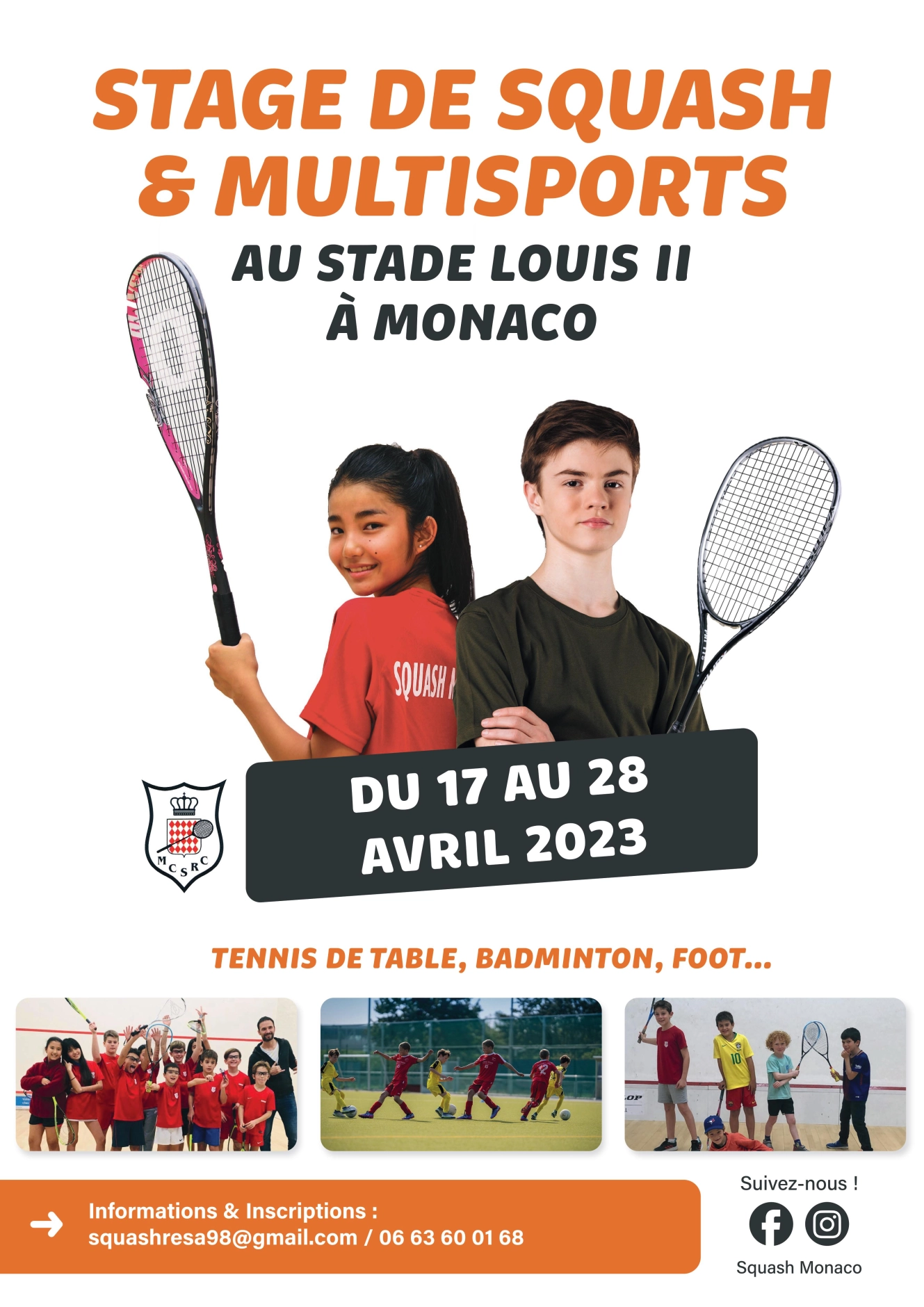 Stage de Squash et Multisports Avril-2023